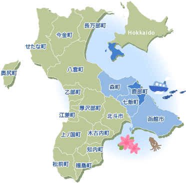 渡島地域の地図